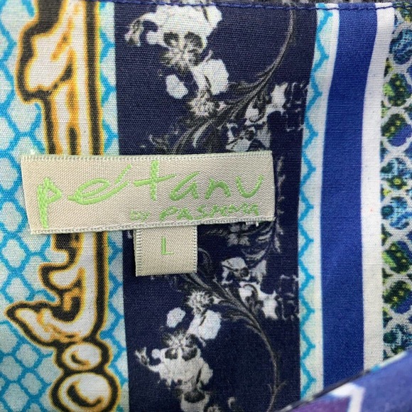 Elegant Blue Patterned Sleeveless Dress - Picture 5 of 12